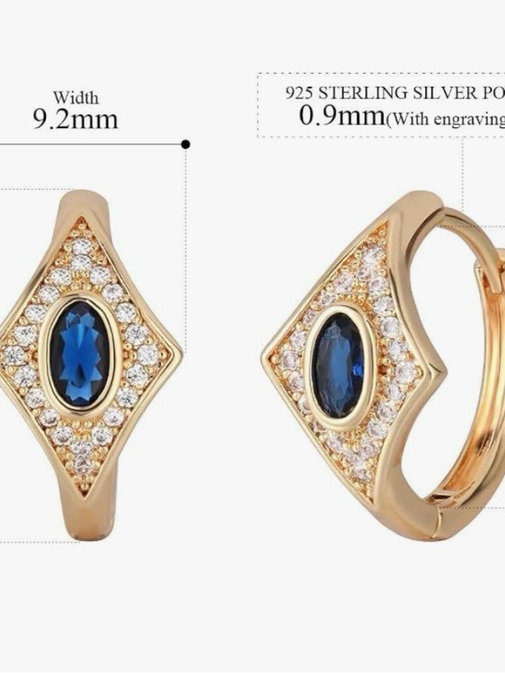14K Gold Plated Zirconia Huggies Vintage Style Earring - Picture 4 of 4